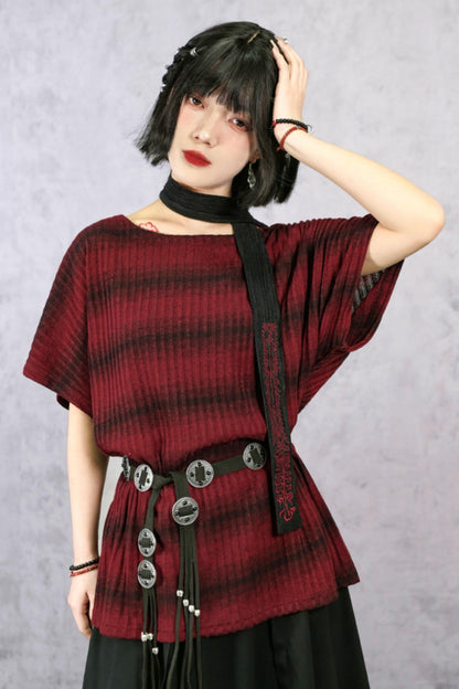 Striped Knit Batwing Sweater
