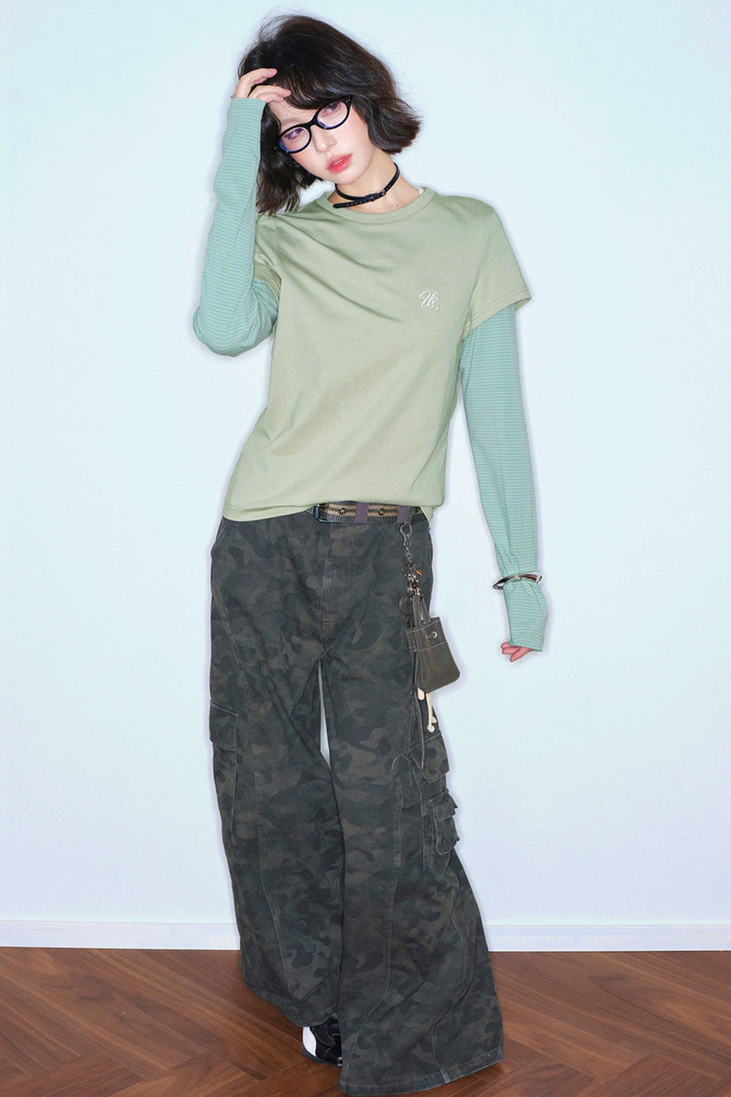 Color Blocked Long Sleeve Top