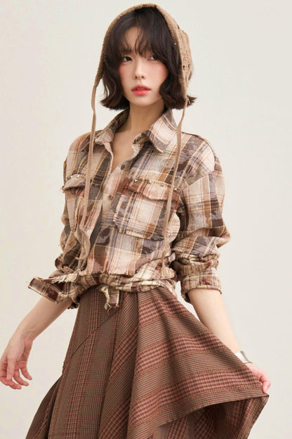 Hazelnut Latte Plaid Blouse