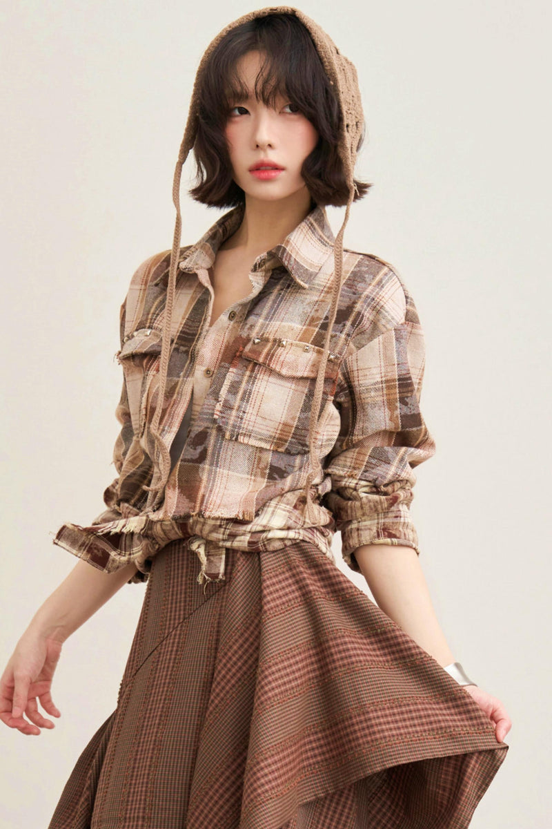 Hazelnut Latte Plaid Blouse