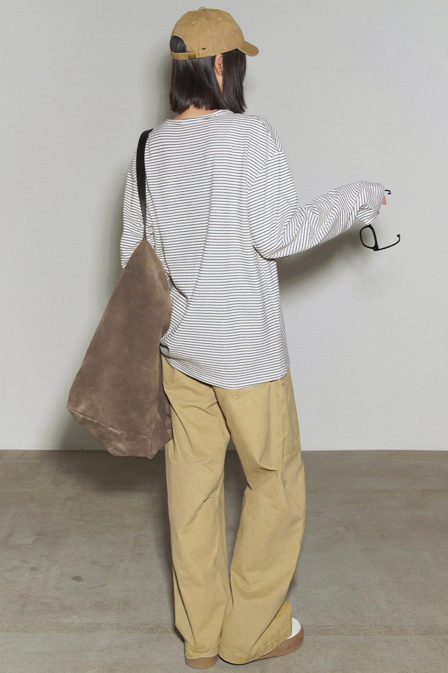 Loose Striped Button Neck Top