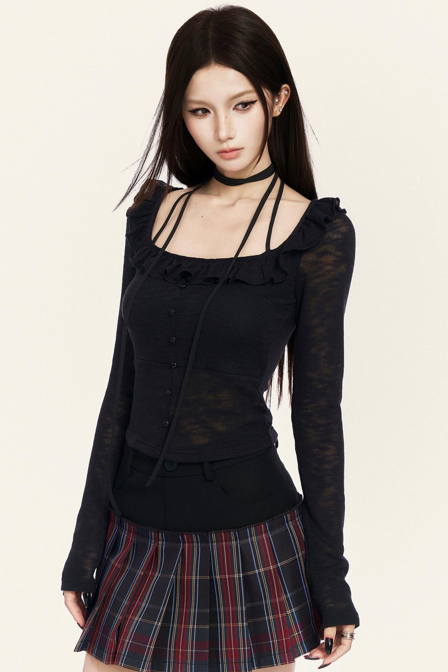 Heartbeat Ruffle Square Neck Top