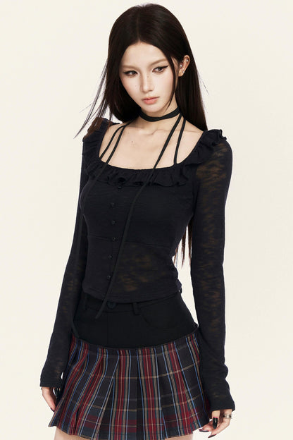 Heartbeat Ruffle Square Neck Top