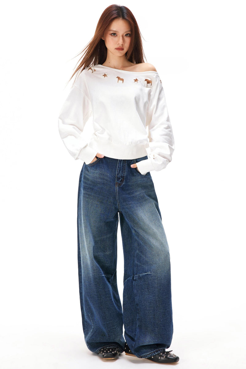 Asymmetrical Off-shoulder Sweatshirt