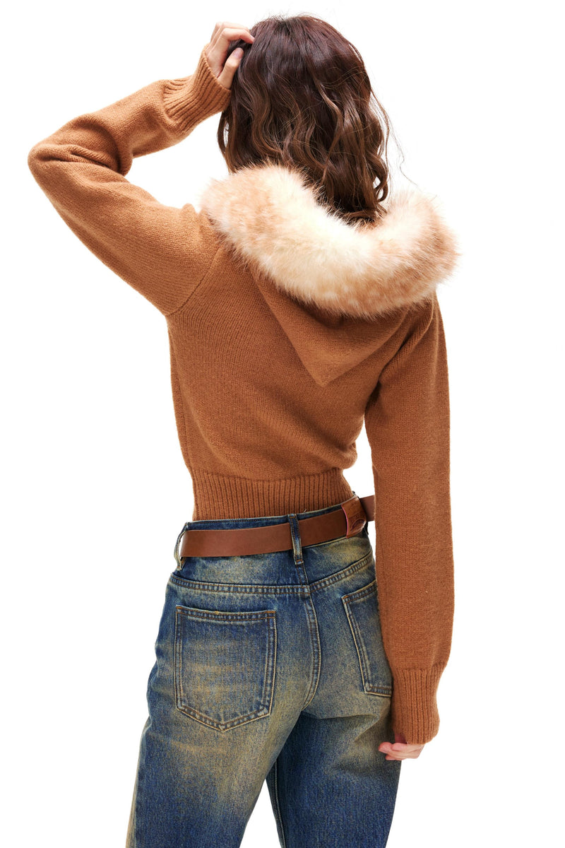 Y2k Volume Fur Hooded Top