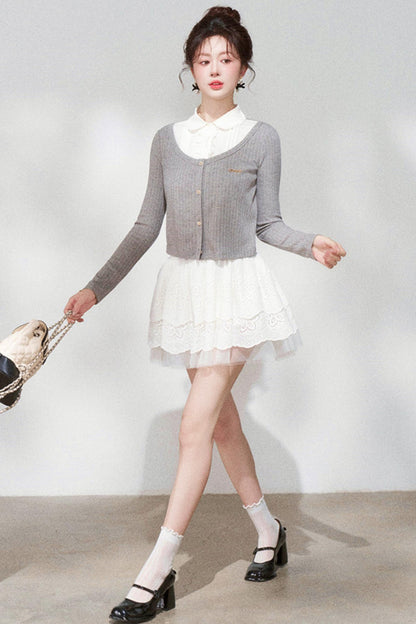 French Style Knit Cardigan + Skirt