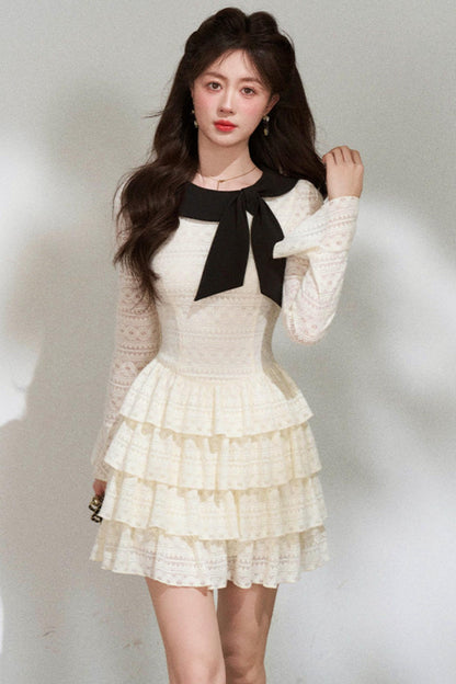 French Sweet Pure White Dress
