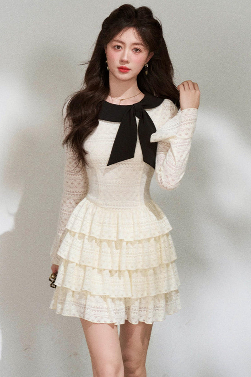 French Sweet Pure White Dress