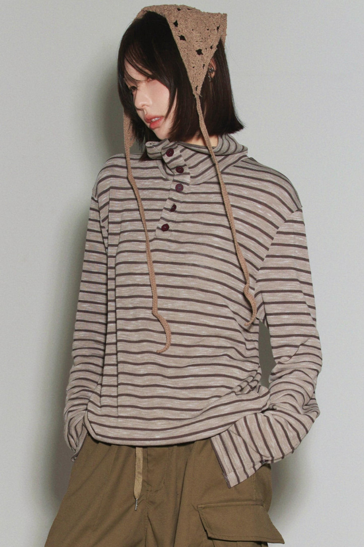 Striped High Neck Top