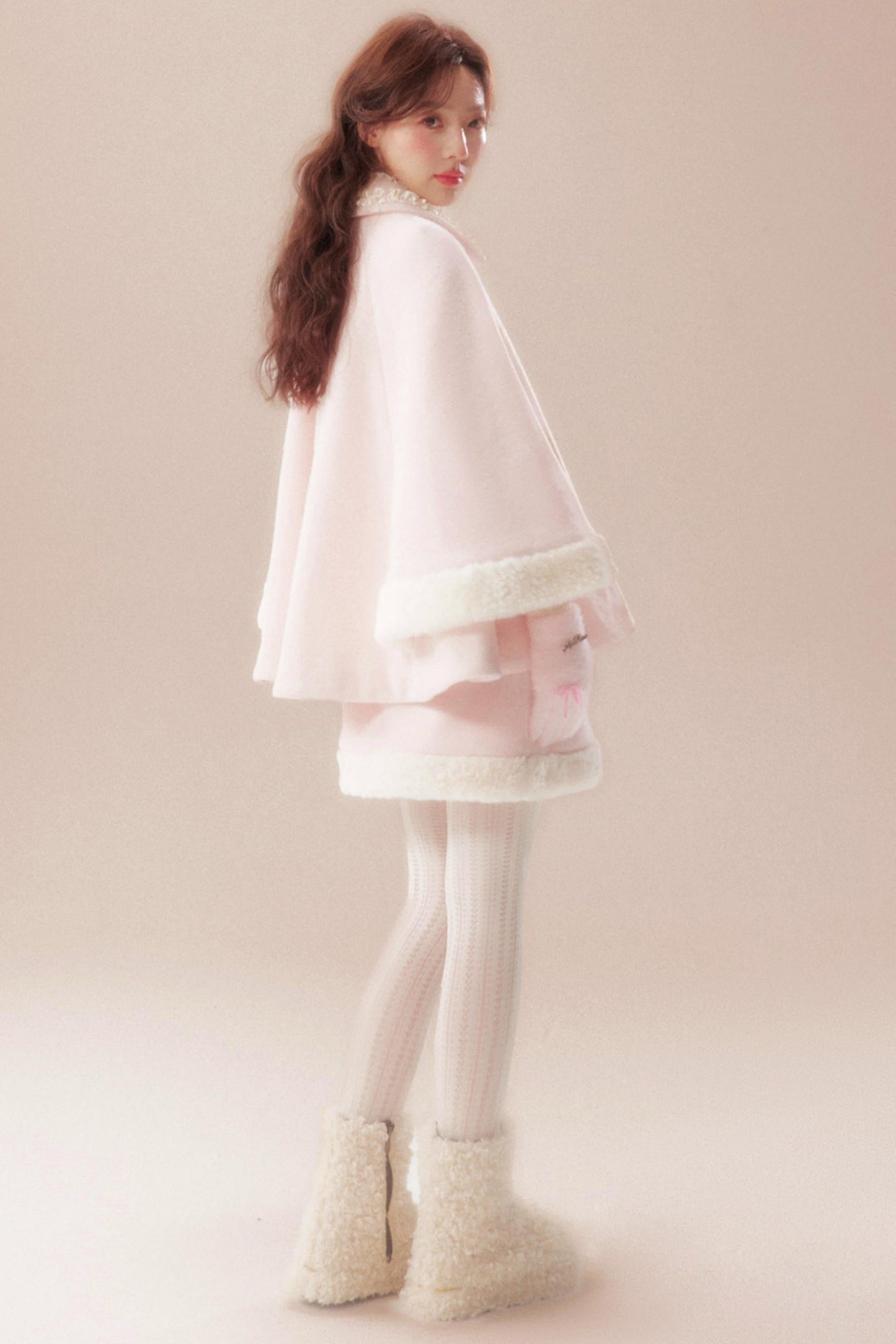 Sweet Coat + High Waist Skirt + Knit Scarf