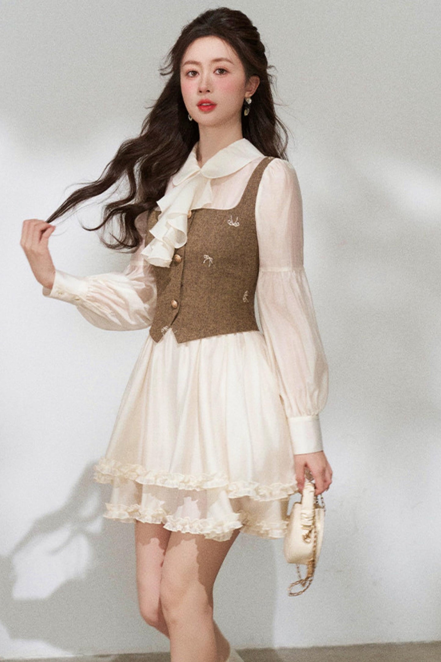 French Niche Faux Two Piece Dress