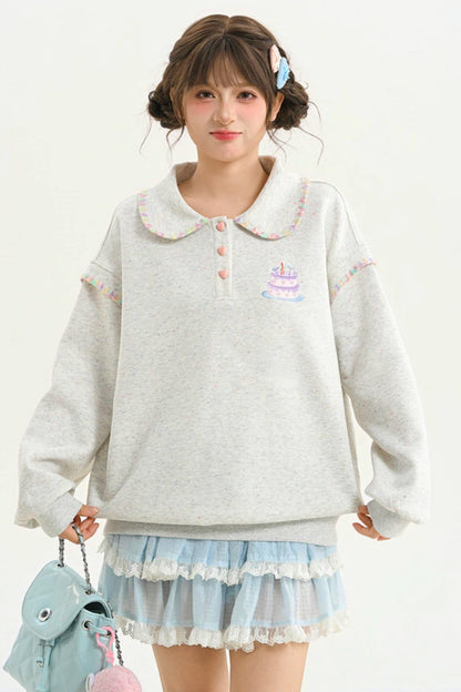Doll Collar Loose Sweatshirt