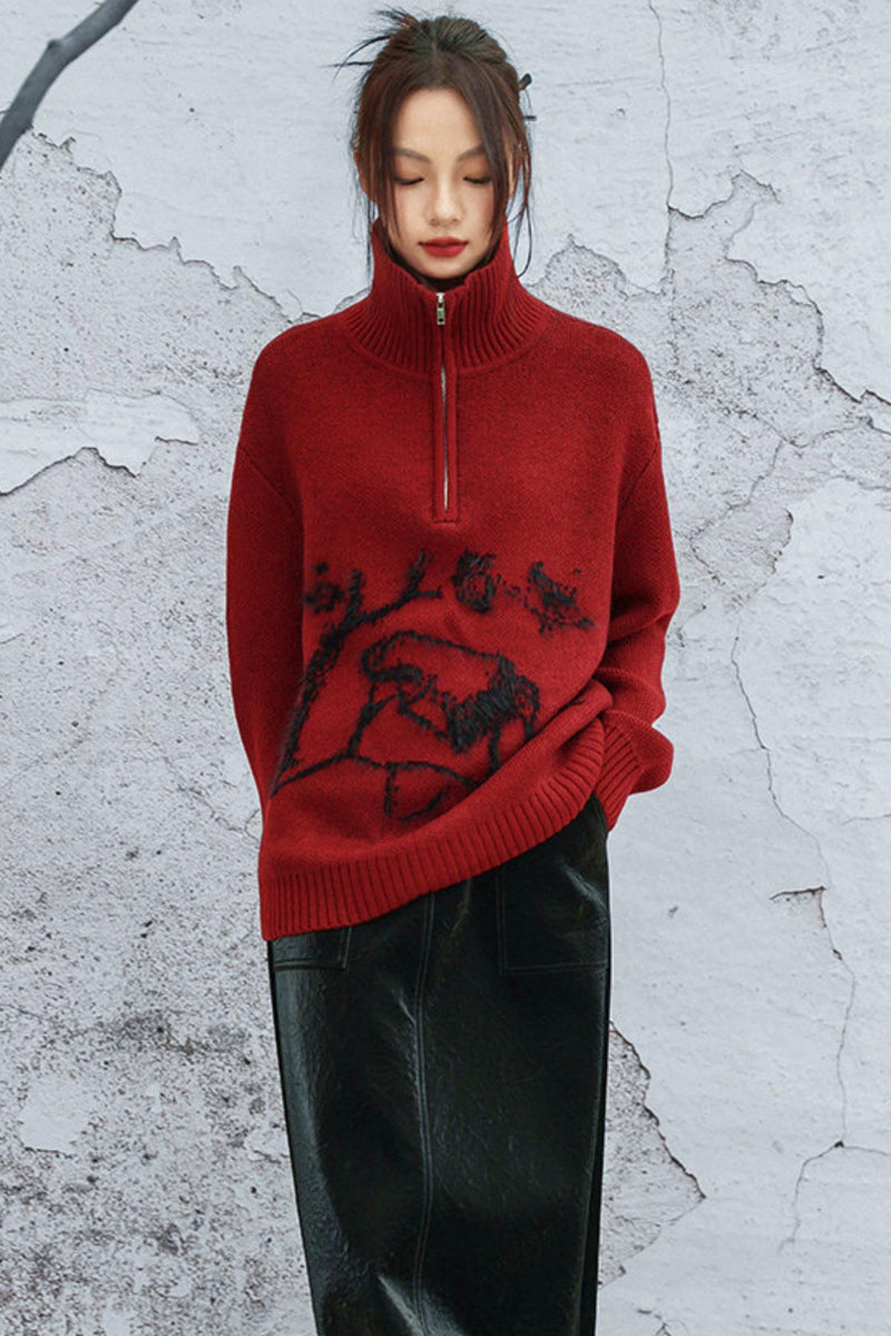 Maroon Zipper Sweater