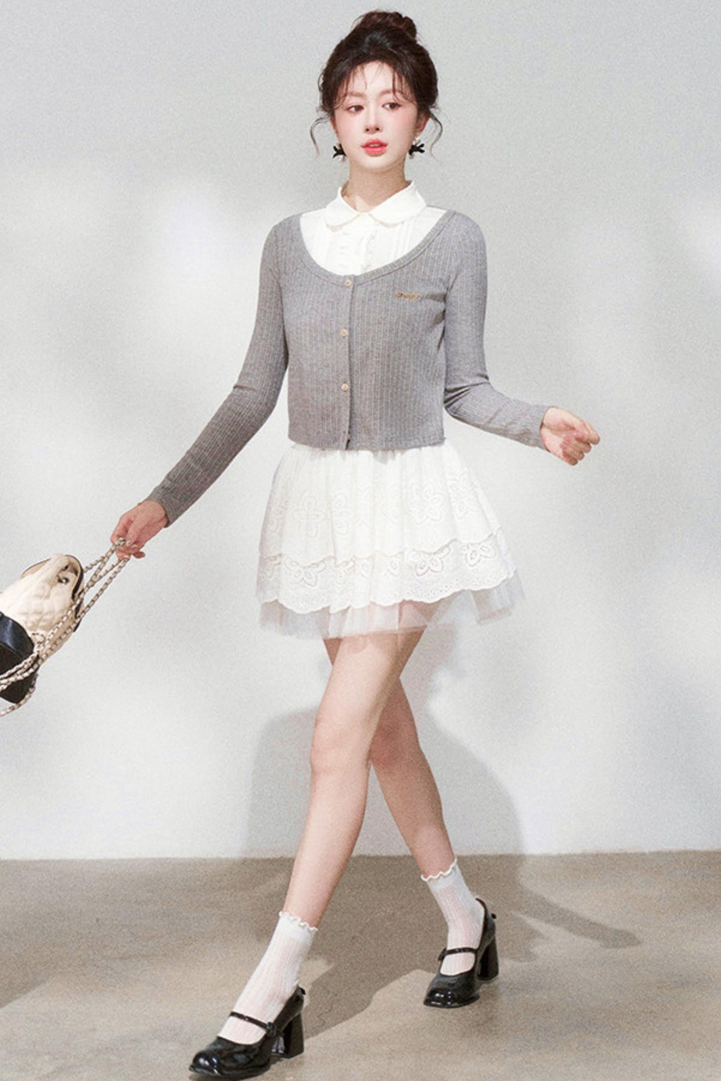 French Style Knit Cardigan + Skirt