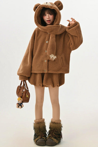 Bear Hooded Fleece Jacket + Pants