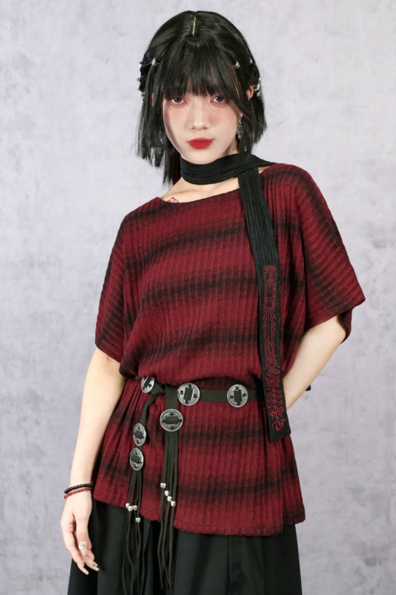 Striped Knit Batwing Sweater