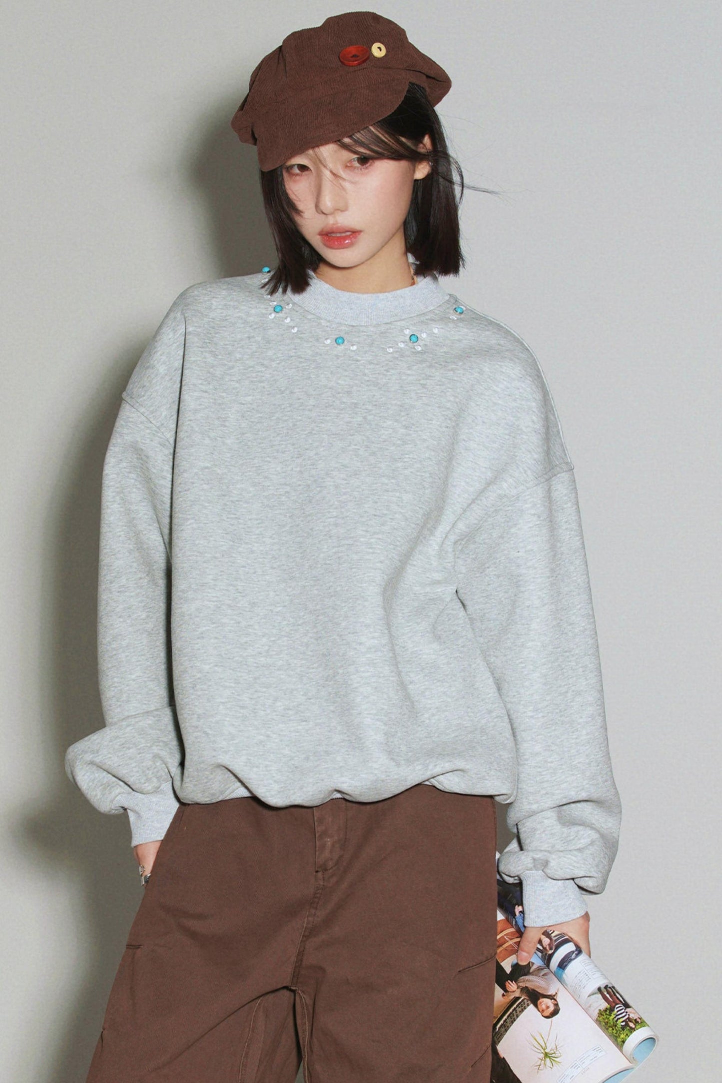 Gemstone Decorated Sweatshirt