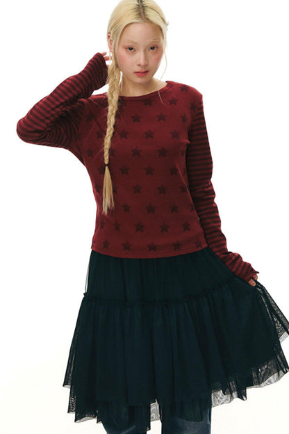 Star Striped Patchwork Top