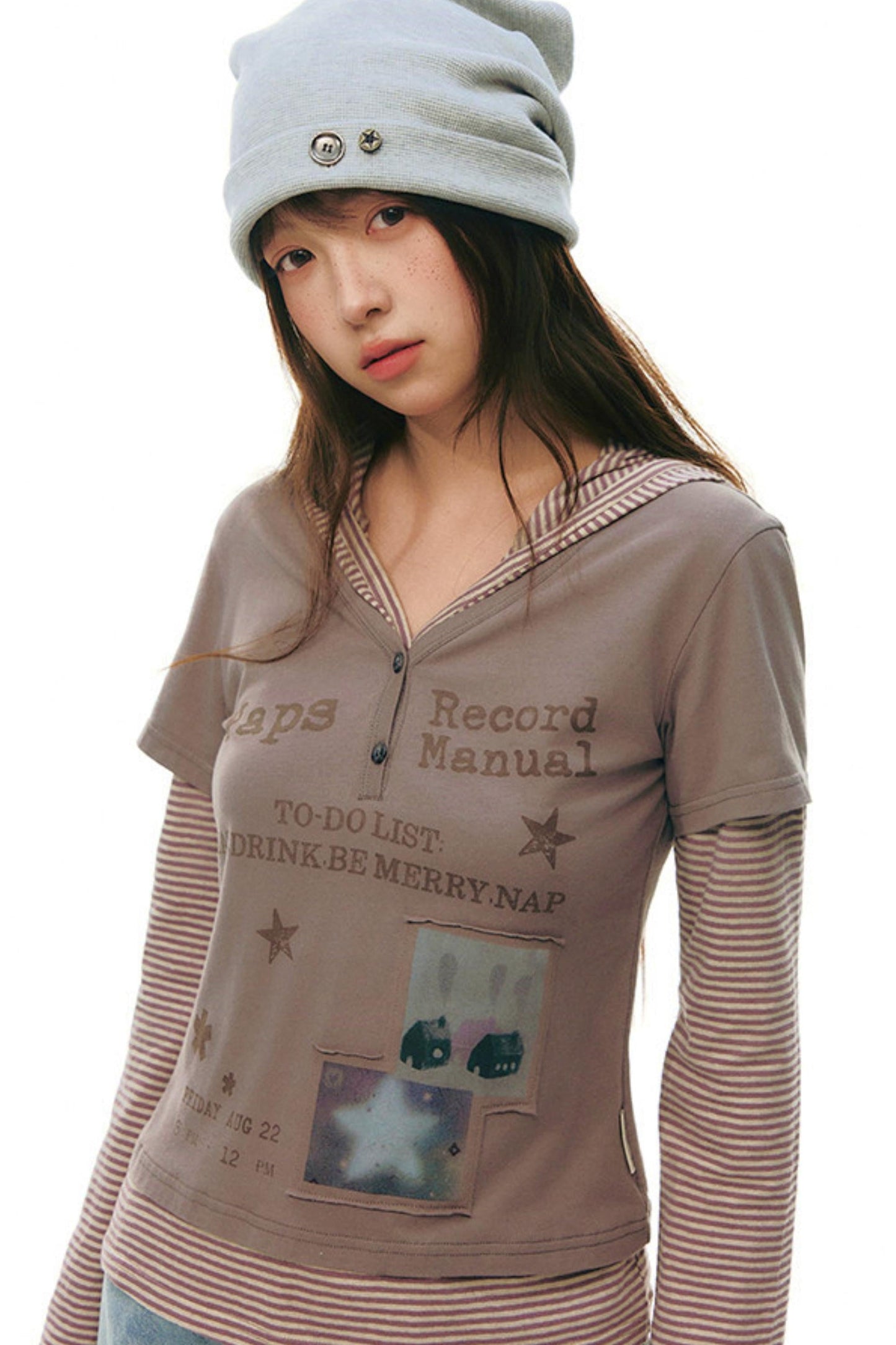 Striped Y2k Hoodie Top
