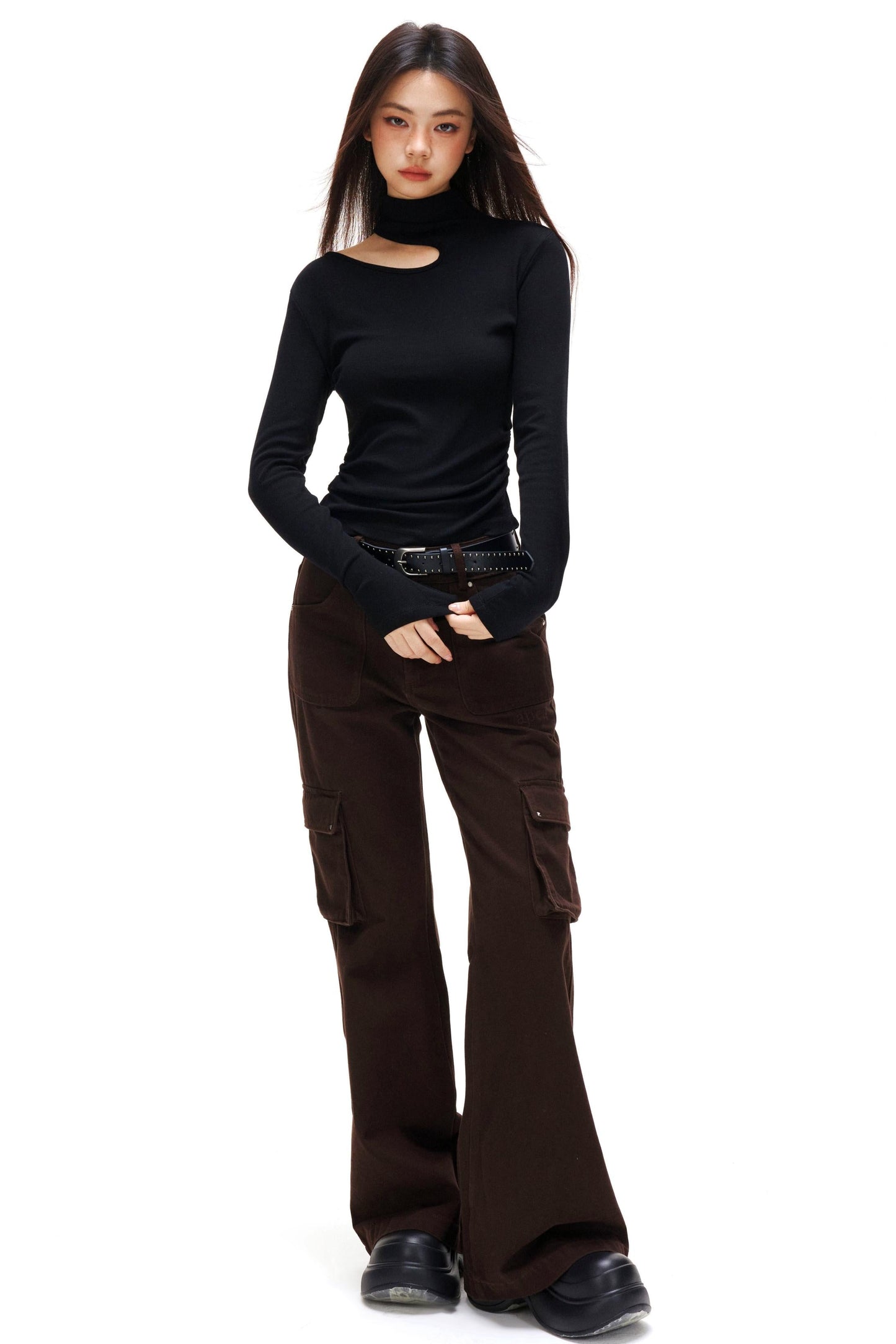 Cut Design Turtleneck Top