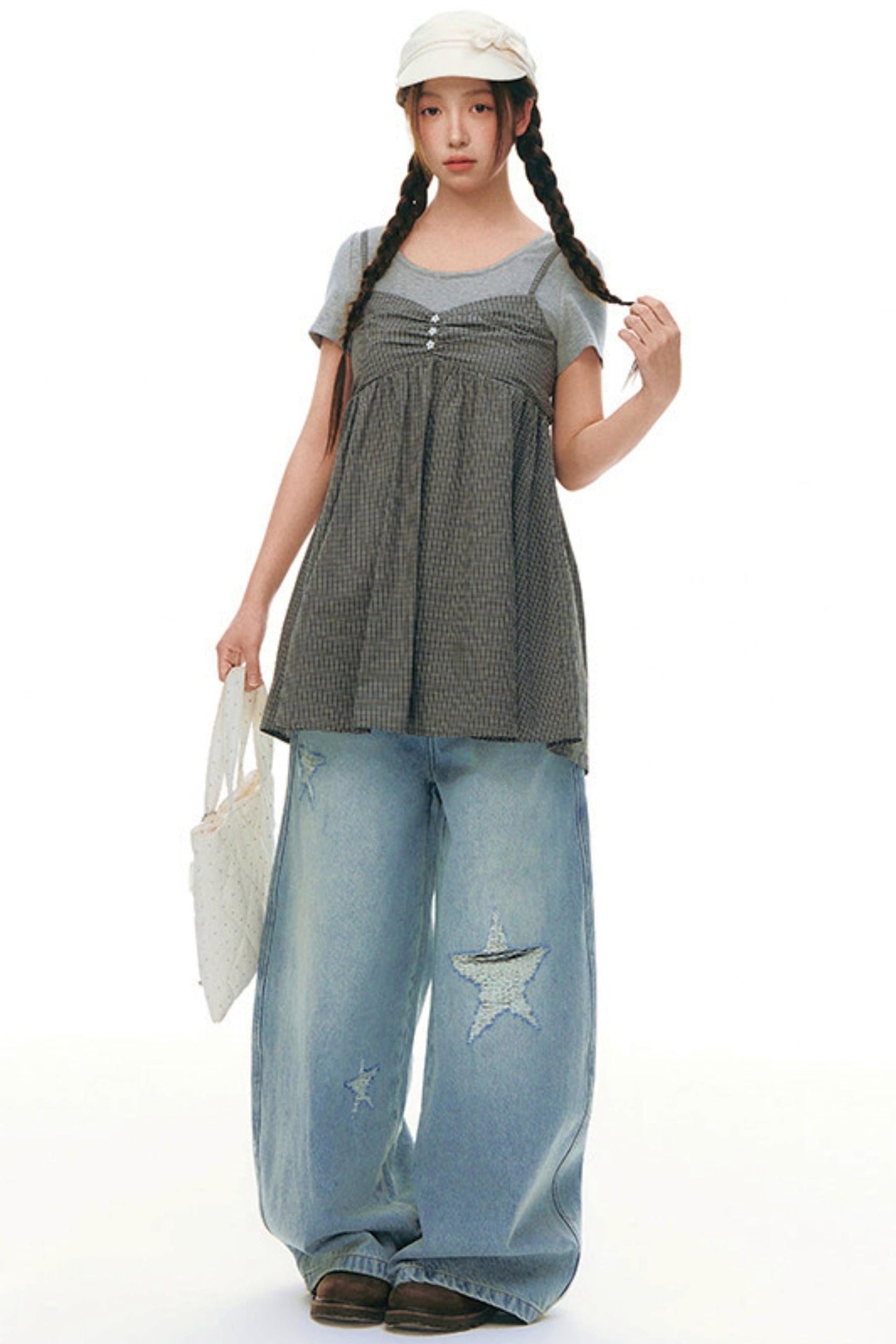 Fake Two-piece Cotton Top