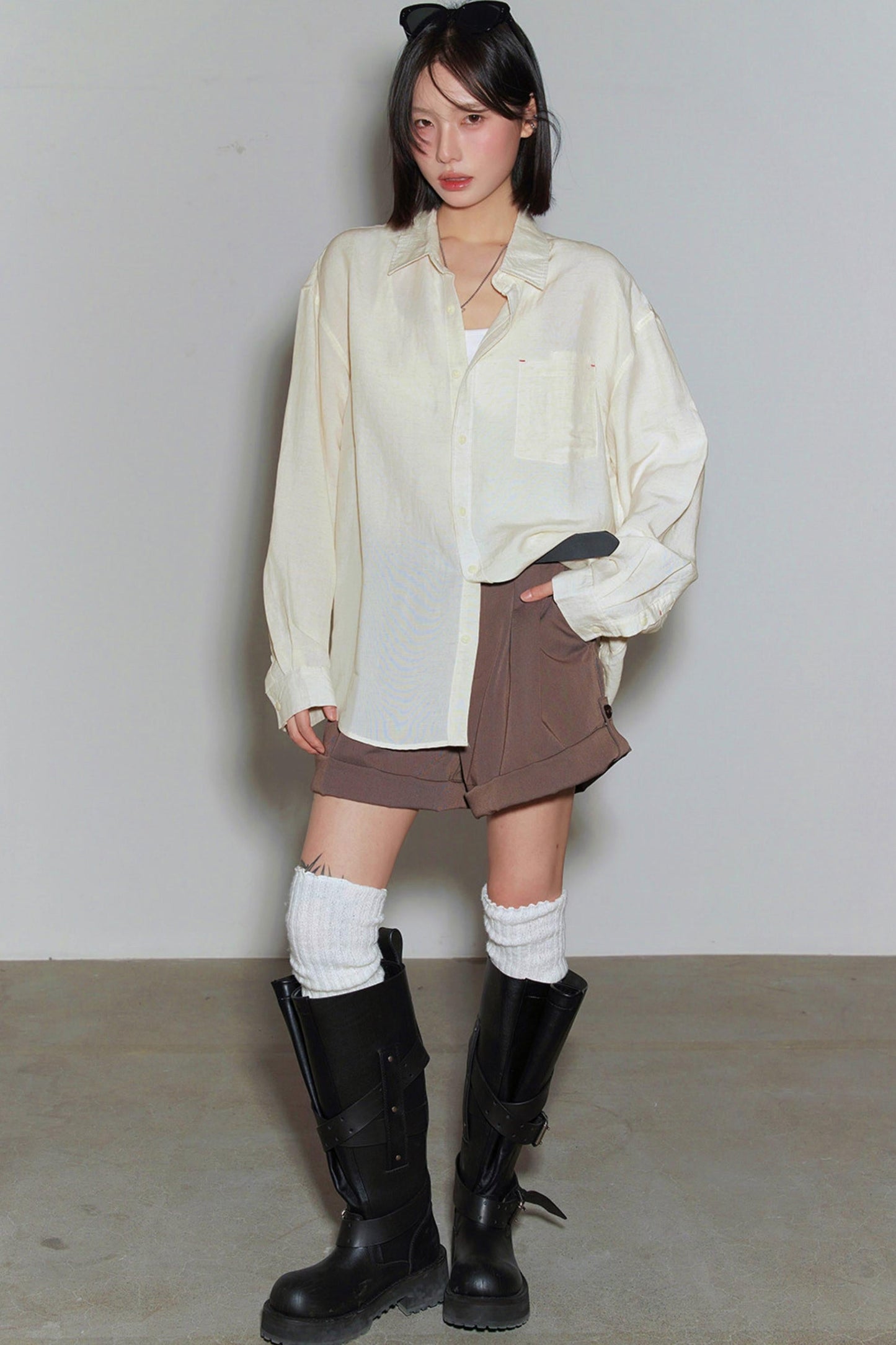 Cotton Linen Long Sleeve Blouse