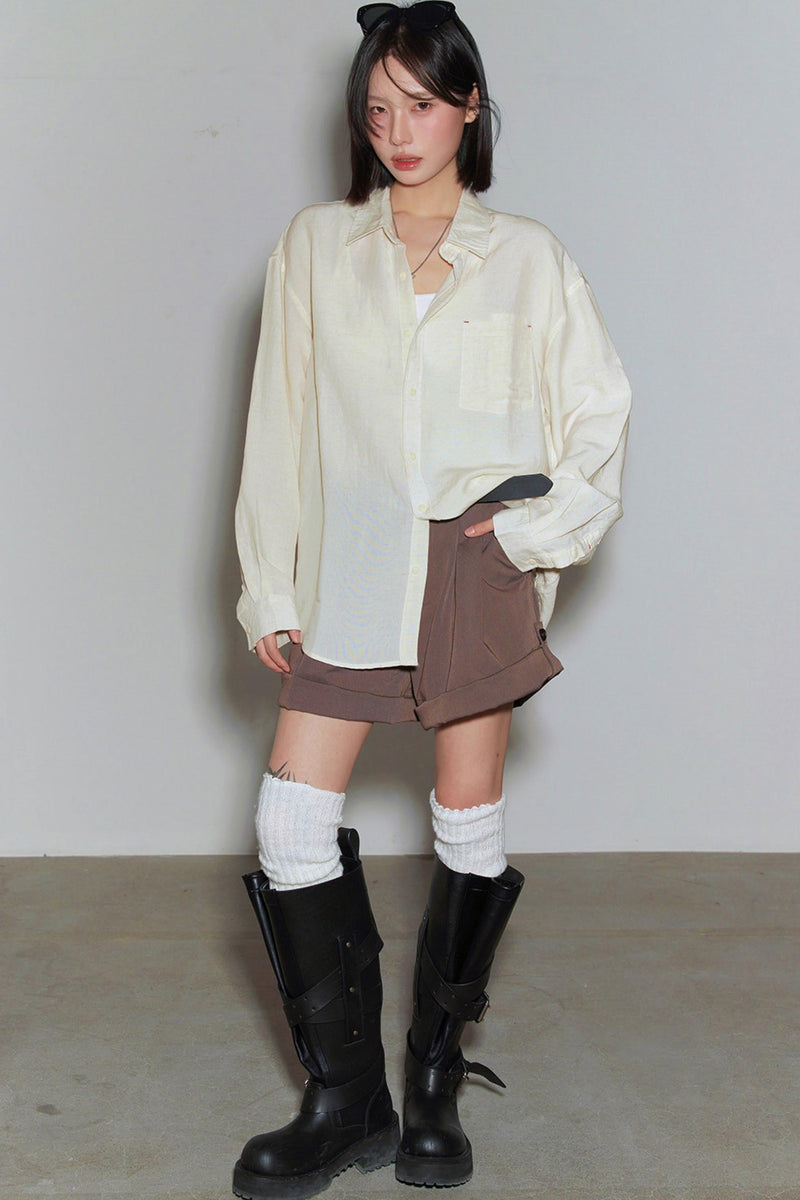Cotton Linen Long Sleeve Blouse