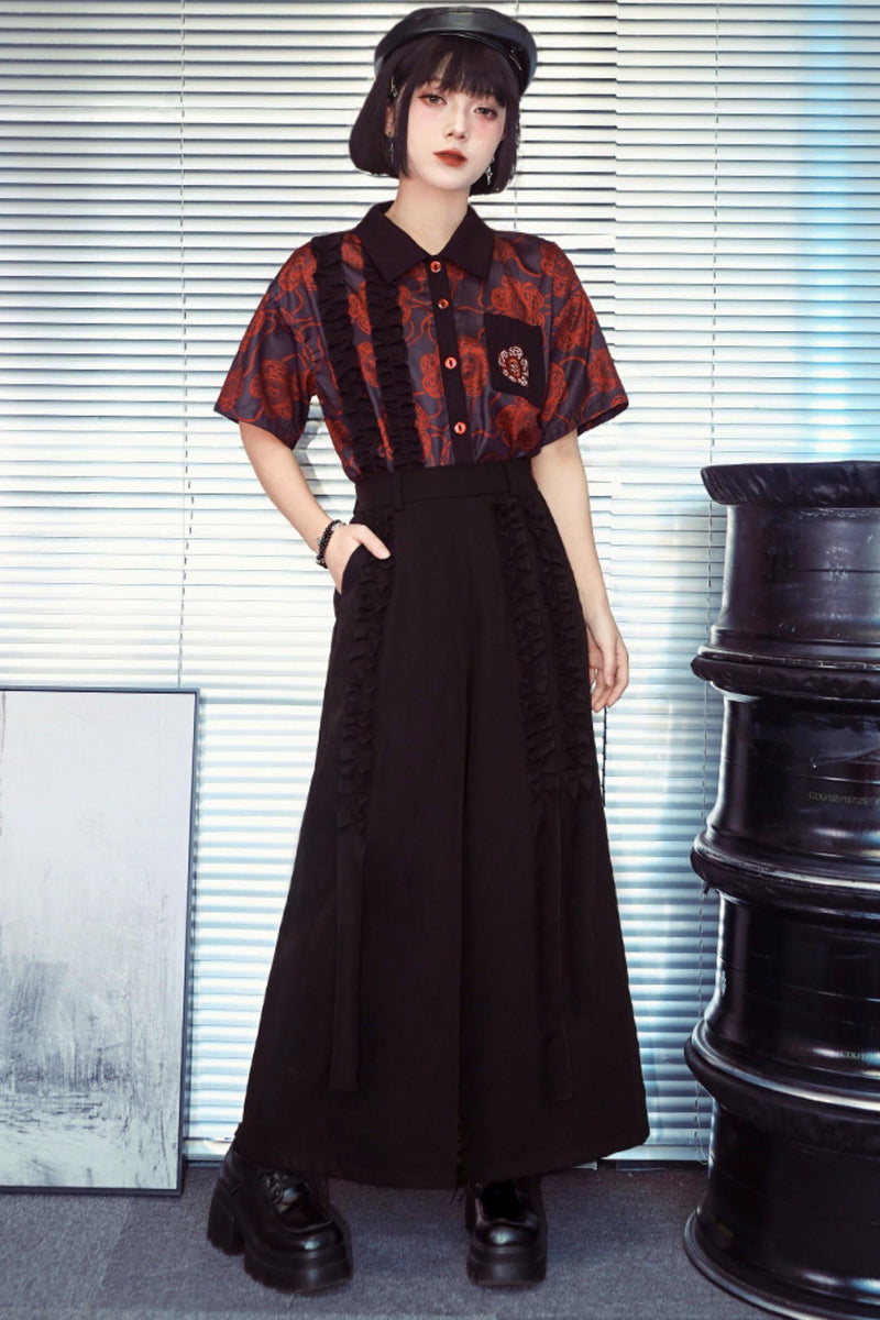 Color Blocked Lace Blouse