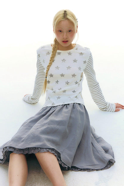 Lace Placket Top + Skirt