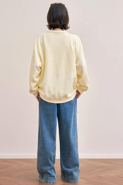 Cat Loose V Neck Sweatshirt