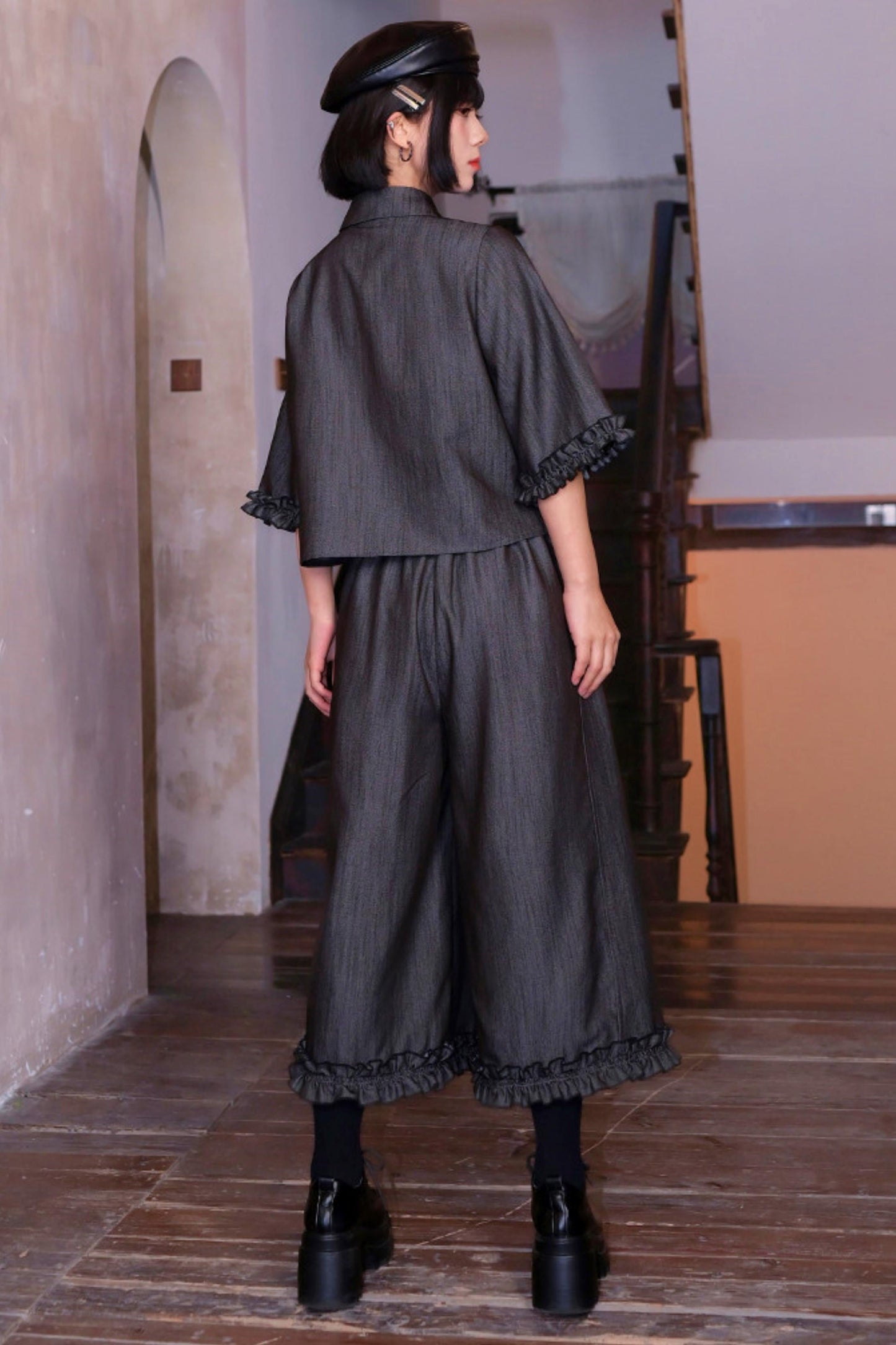 Retro Lace Embroidered Blouse + Pants