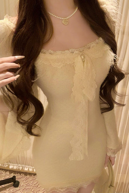 French Sweet Slim Lace Dress