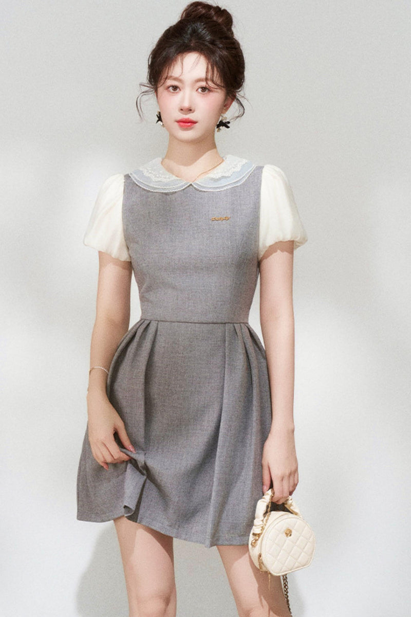 Gray Puff Sleeve Dress