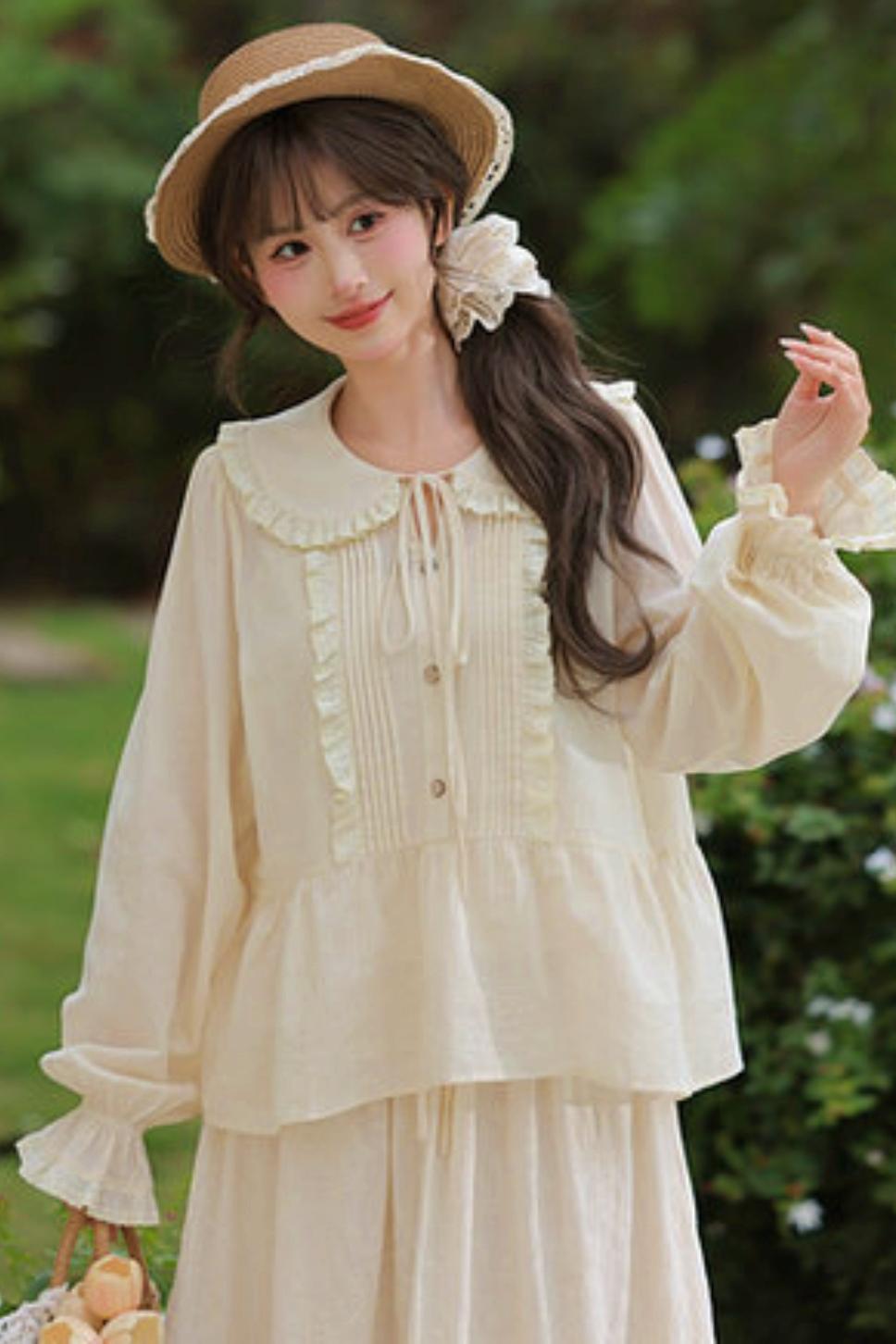 Pure Cotton Doll Collar Blouse