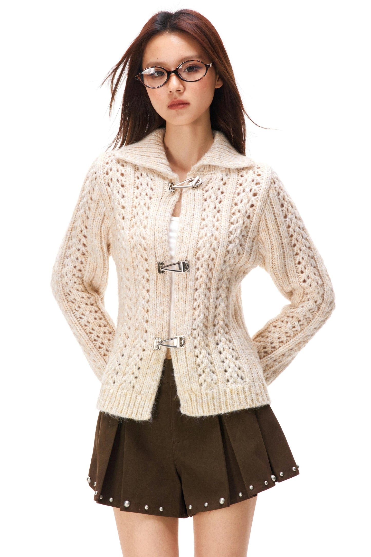 Y2k Hollow Out Knit Cardigan