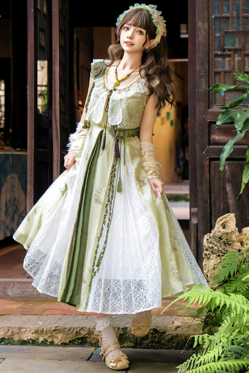 Sweet Resort Style Lolita Sand Dress Set
