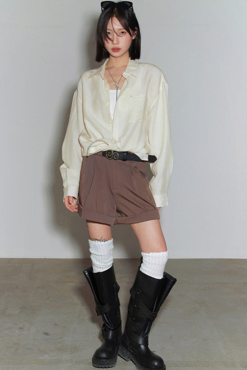 Cotton Linen Long Sleeve Blouse