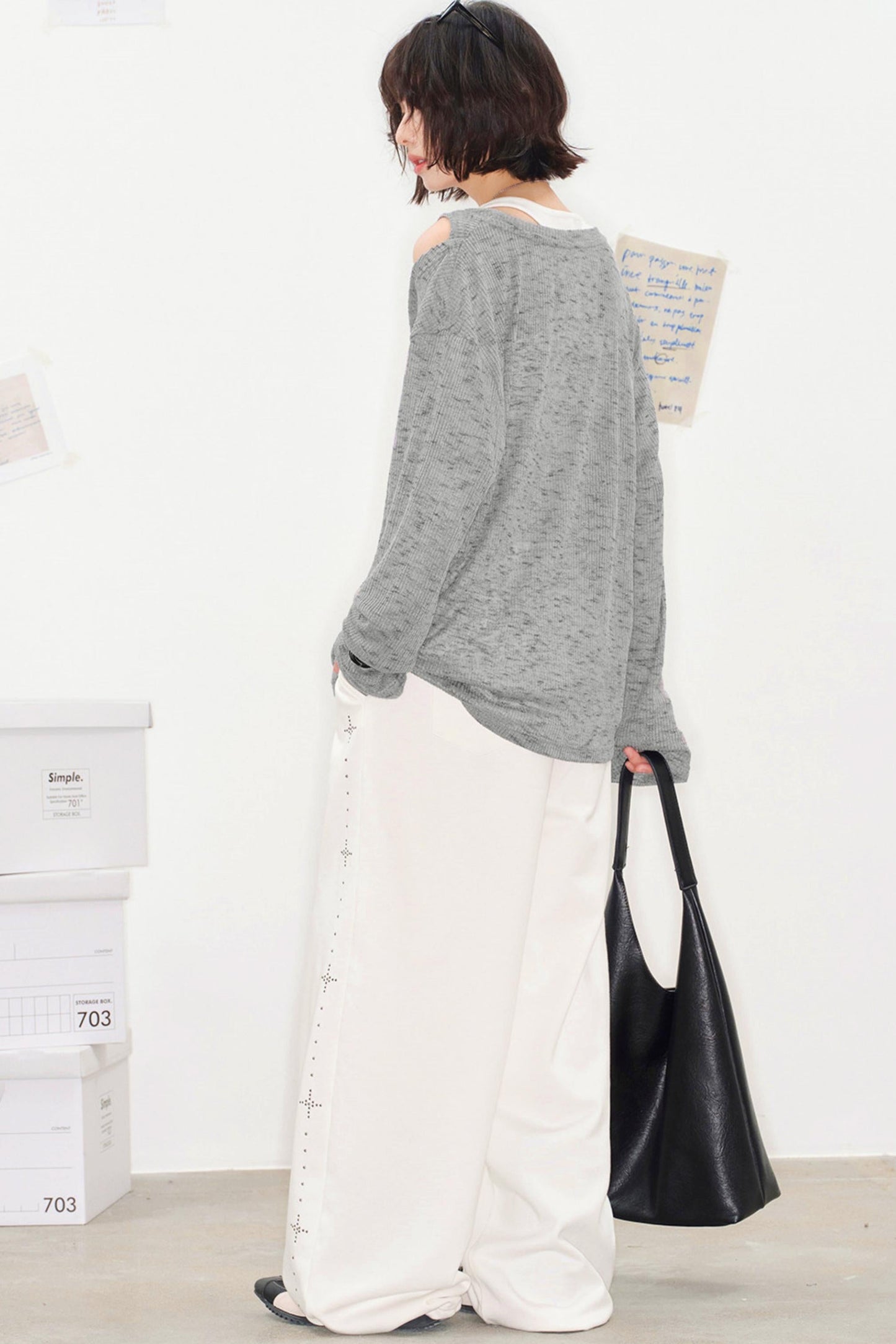 Mode Sheer Loose Off-shoulder Top