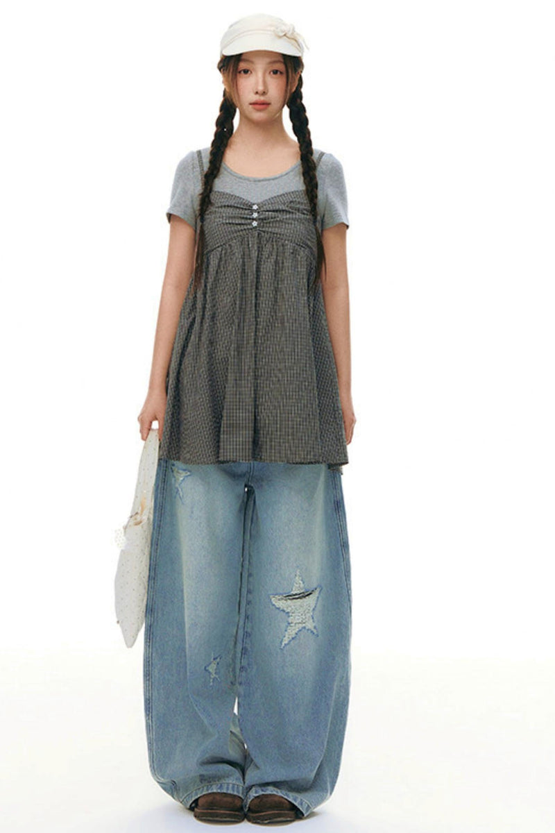 Fake Two-piece Cotton Top