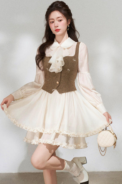 French Niche Faux Two Piece Dress