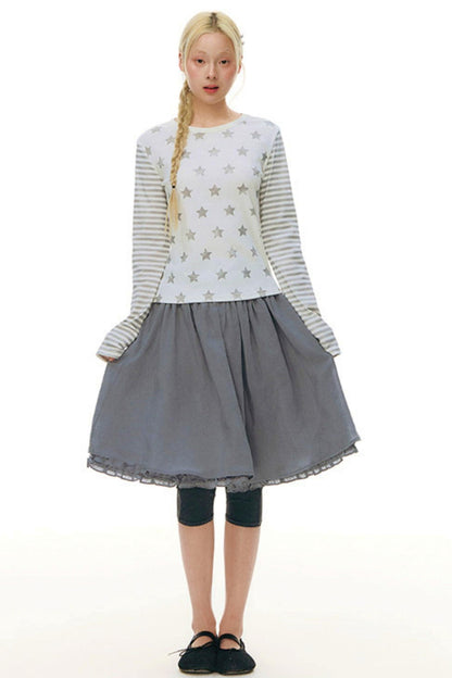 Lace Placket Top + Skirt