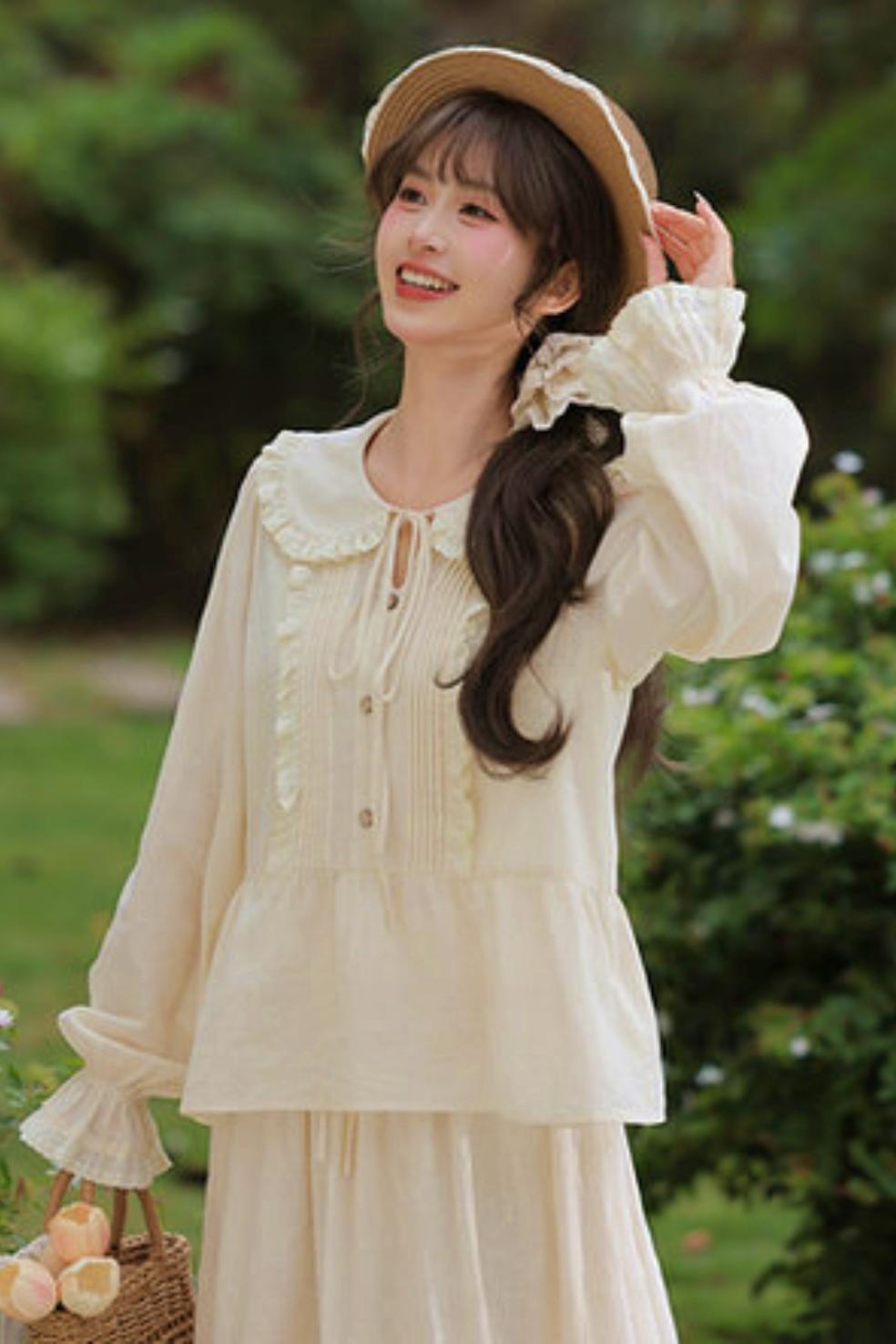 Pure Cotton Doll Collar Blouse