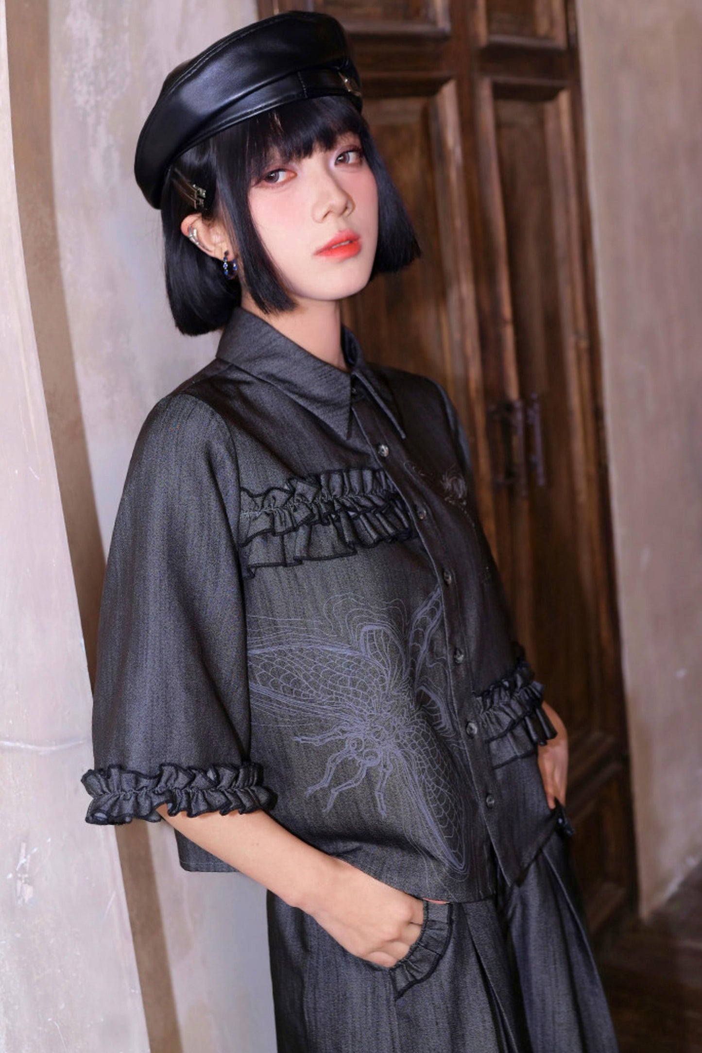 Retro Lace Embroidered Blouse + Pants