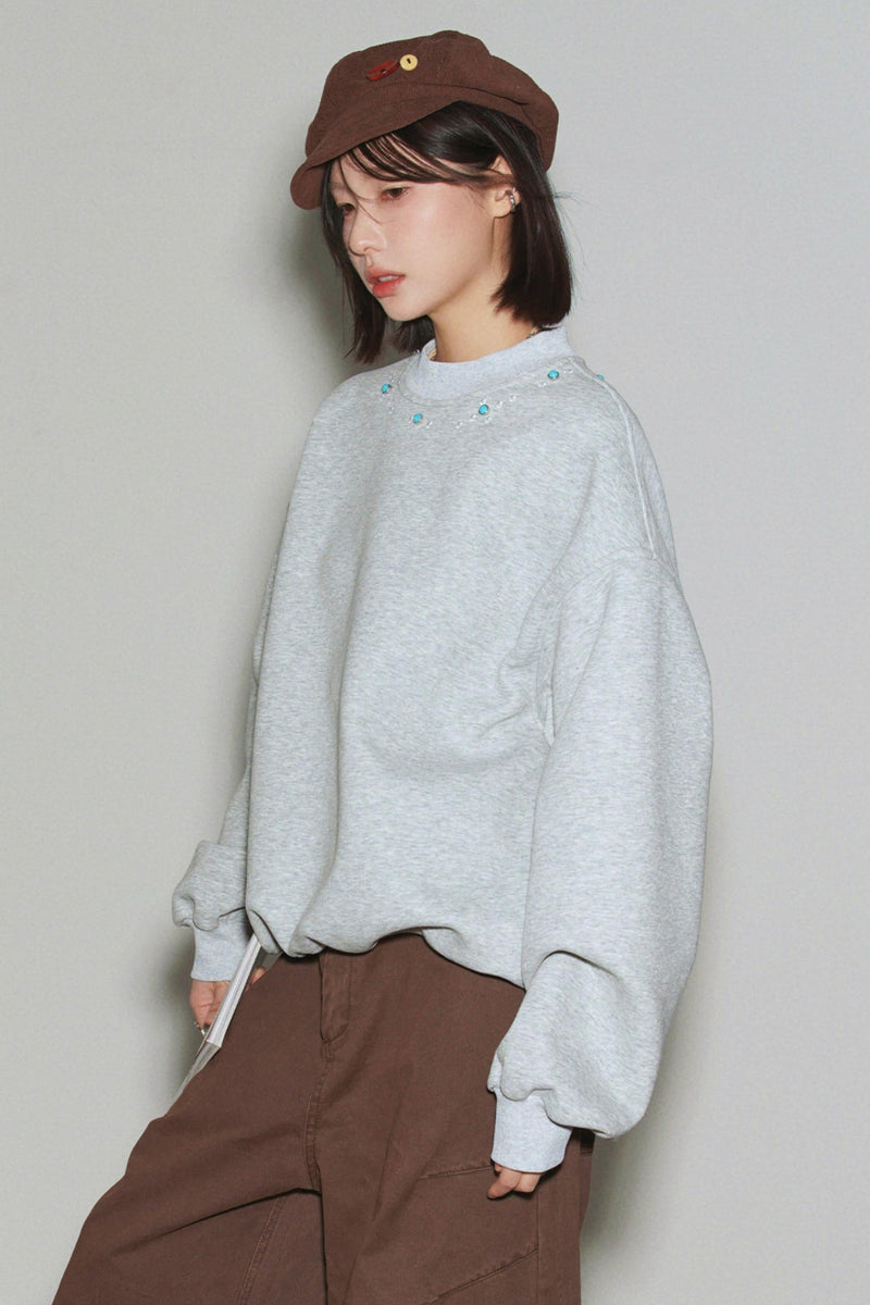 Gemstone Decorated Sweatshirt