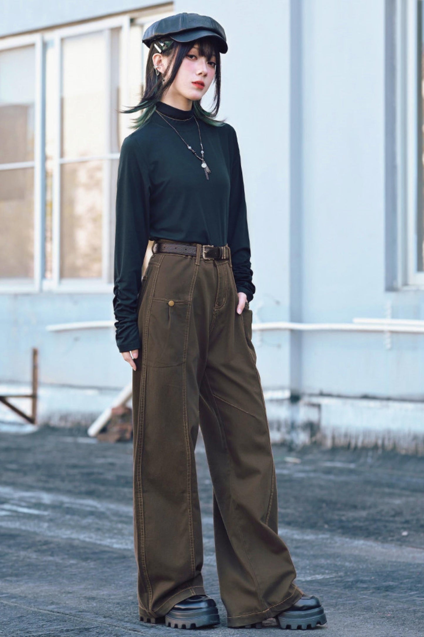 Double Structure Turtleneck Top