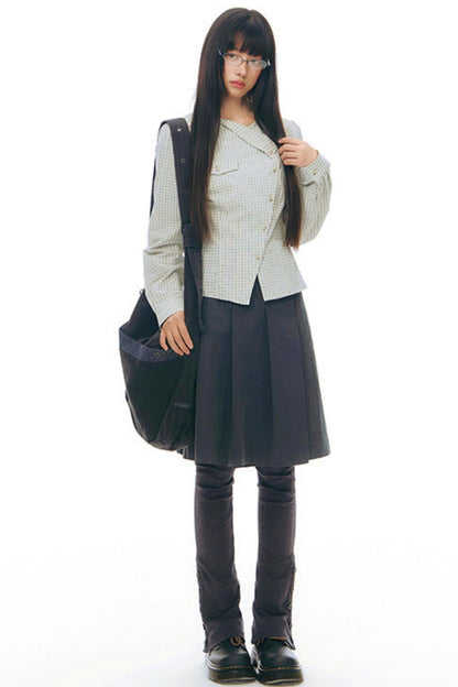 Y2k Small Checkered Shirt + Skirt
