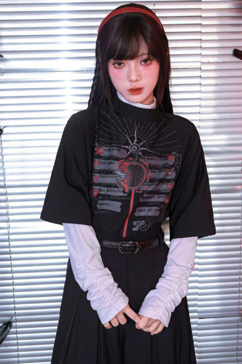 Bar Style Ruched High Neck Blouse