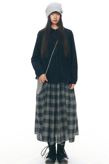 Doll Collar Pleated Cotton Blouse