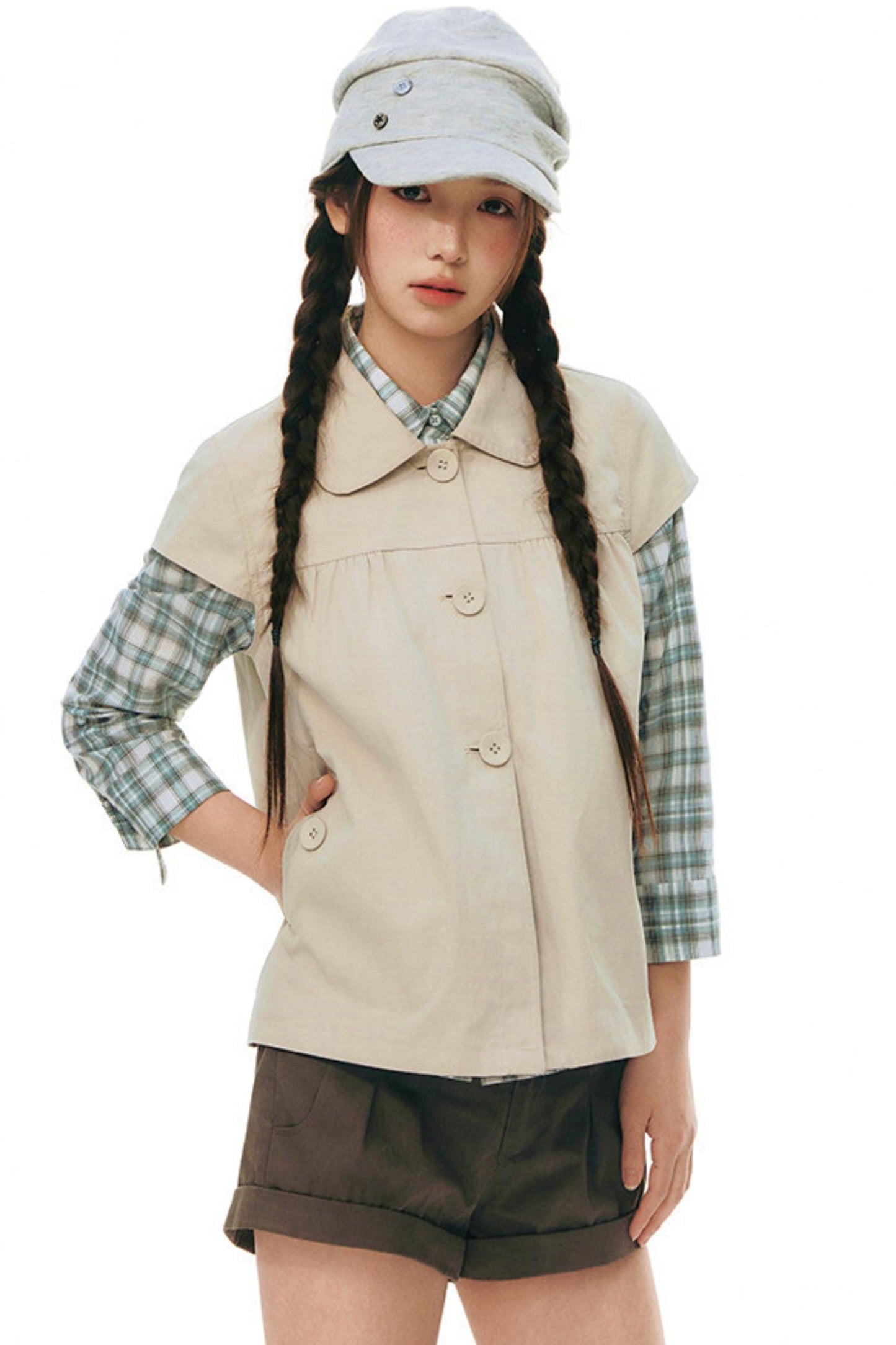Doll Collar Flutter Sleeve Top