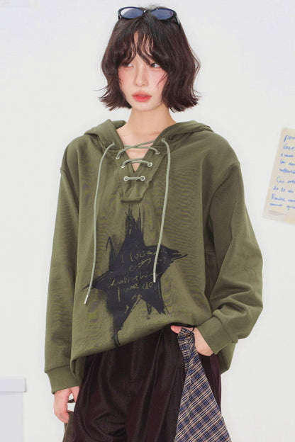Mode Star Loose Hoodie Top